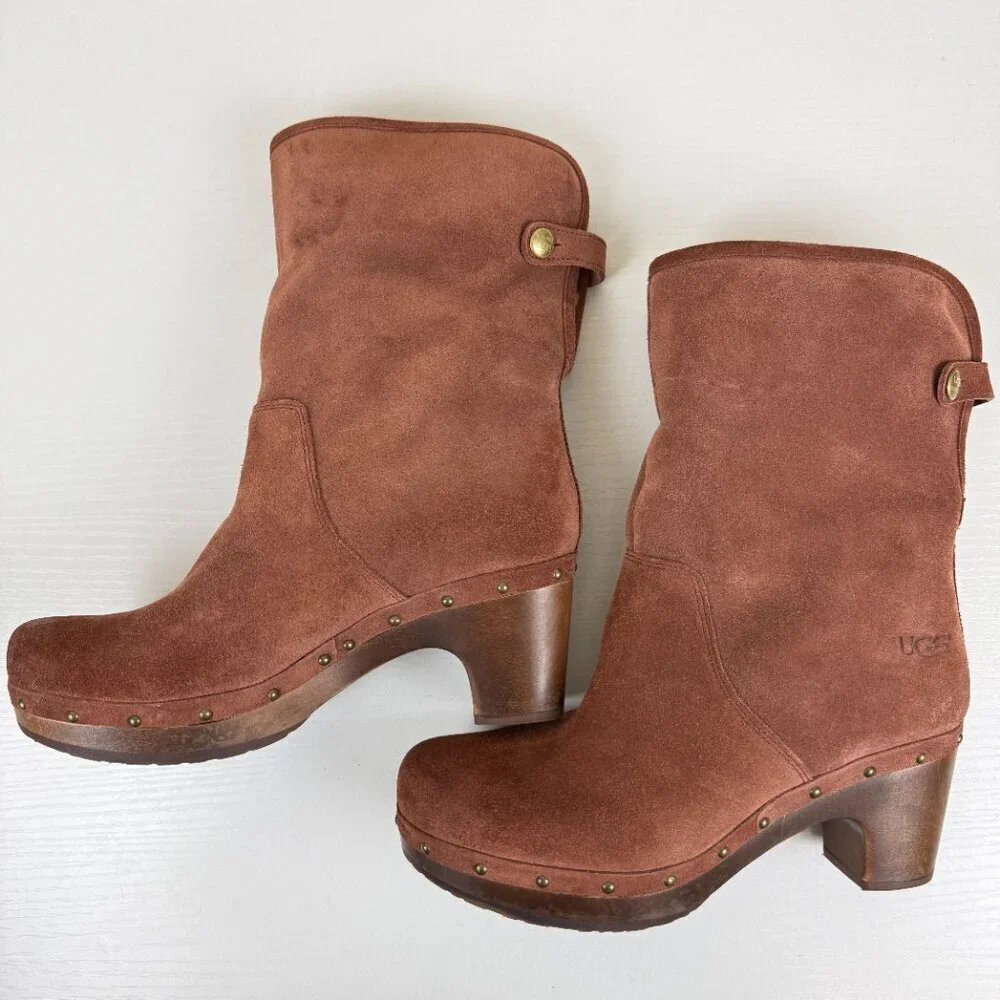 Like New UGG Lynnea Burnished Suede Foldable Shearling Boots S/N 3204